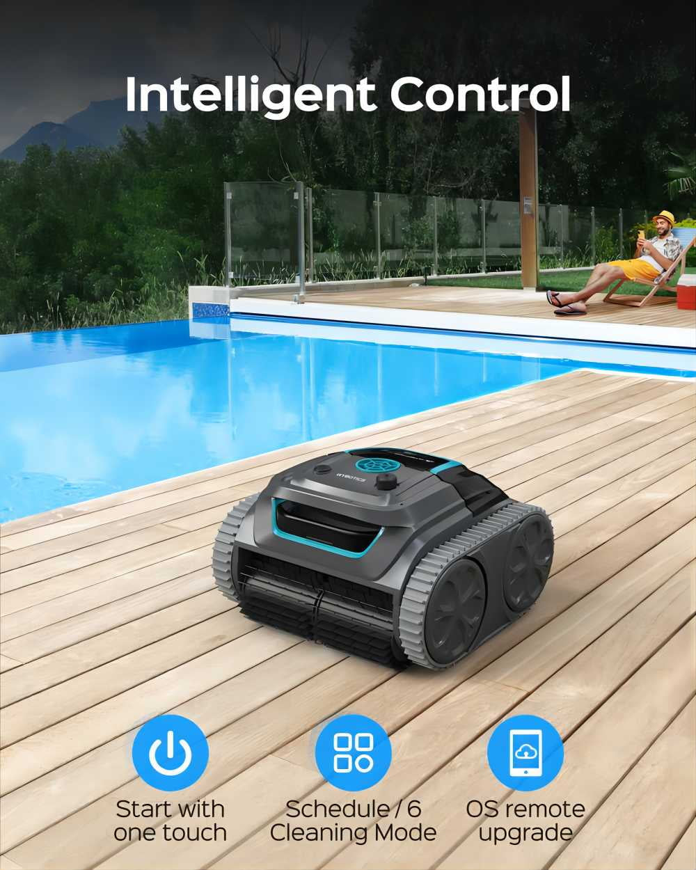 S1 Cordless Robotic Pool Vacuum Cleaner for Inground Pools up to 2200 Sq Ft, 200-Min Runtime Maintenance, Smart Path Planning with Wall Climbing, Scheduled Cleaning with APP Control, Black