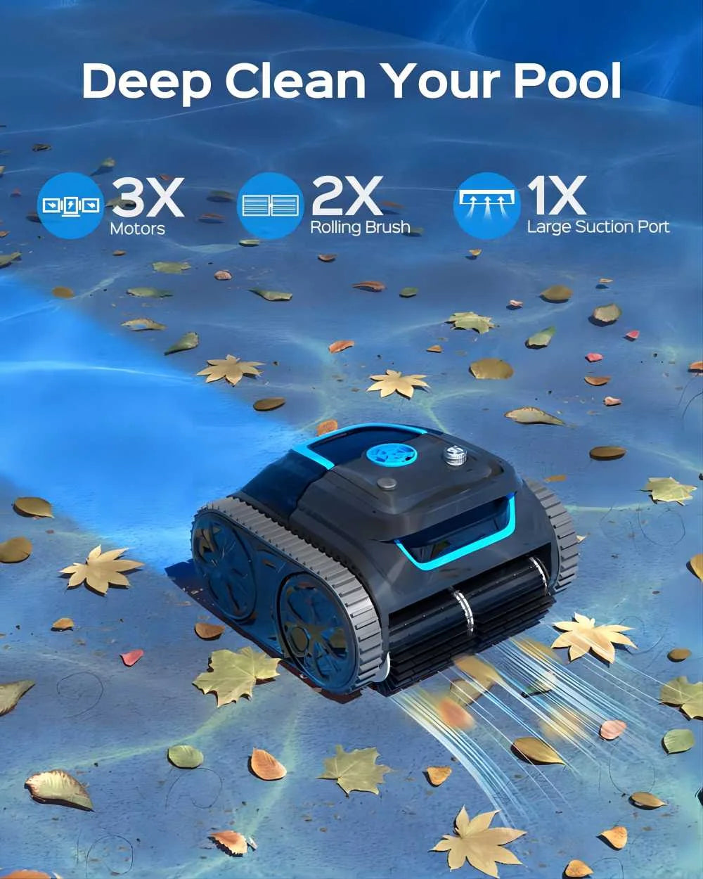 S1 Cordless Robotic Pool Vacuum Cleaner for Inground Pools up to 2200 Sq Ft, 200-Min Runtime Maintenance, Smart Path Planning with Wall Climbing, Scheduled Cleaning with APP Control, Black