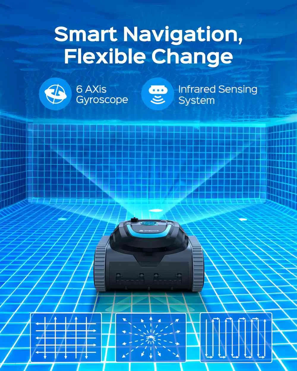 S1 Cordless Robotic Pool Vacuum Cleaner for Inground Pools up to 2200 Sq Ft, 200-Min Runtime Maintenance, Smart Path Planning with Wall Climbing, Scheduled Cleaning with APP Control, Black