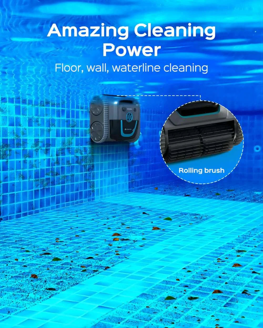 S1 Cordless Robotic Pool Vacuum Cleaner for Inground Pools up to 2200 Sq Ft, 200-Min Runtime Maintenance, Smart Path Planning with Wall Climbing, Scheduled Cleaning with APP Control, Black